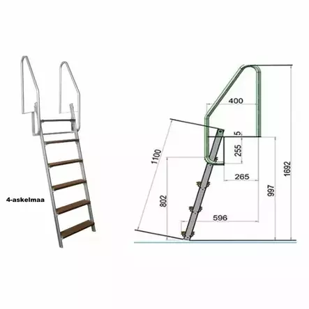 Laituritikas käännettävä 4 askelmaa - Tikkaat - 6438168104119 - 2