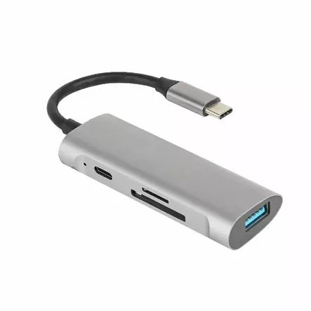 Mobia adapteri USB-C -> USB-C + USB-A + MicroSD/TF/SD - Puhelintarvikkeet ja laturit - 6430076525079 - 1