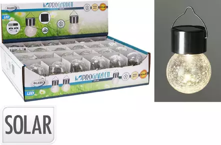 Solarvalo lasipallo Led 9cm roikkuva - Solarvalot - 8719202526349 - 2
