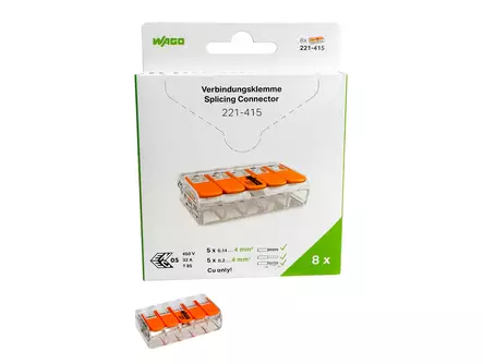 Wago 5-Nap vipuliitin 8 kpl - Johtoliittimet - 4066966001679 - 1