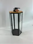 Kynttilälyhty kantikas teräs/puu 55cm - Ulko- ja sisälyhdyt - 6438159729079 - 1