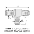 Letkuliitin T 18,5mm alumiini - Letkutuotteet - 6438206785089 - 2