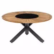 Pöytä pyöreä 150 cm tiikki ja lasi - Puutarhapöydät - 6410416128429 - 1
