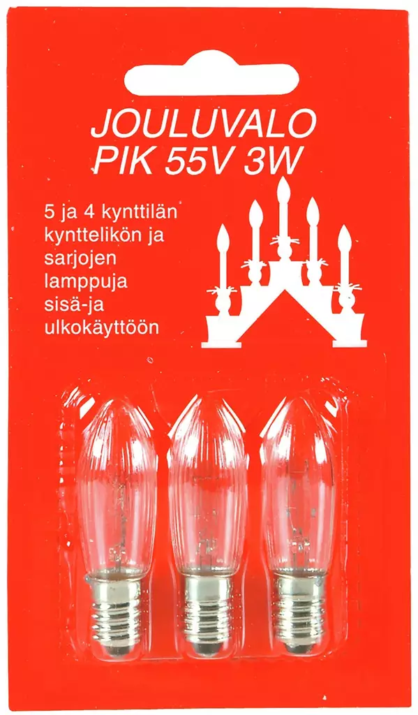 Airam Varalamppu 3W 55W E10 3 kpl - Koristelamput - 6435200000989 - 1