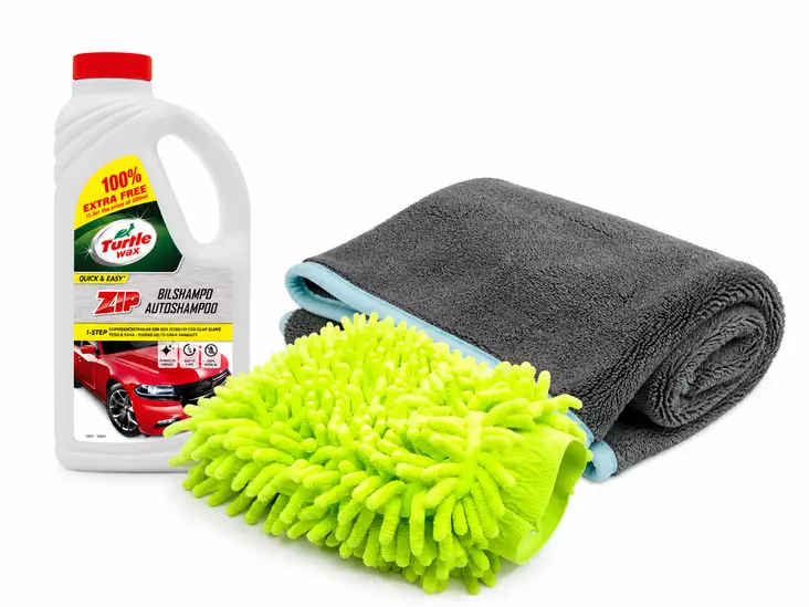 Autonpesupaketti (Turtle Wax autoshampoo, pesukinnas ja kuivauspyyhe) - Autoshampoot - 5010322767099 - 1