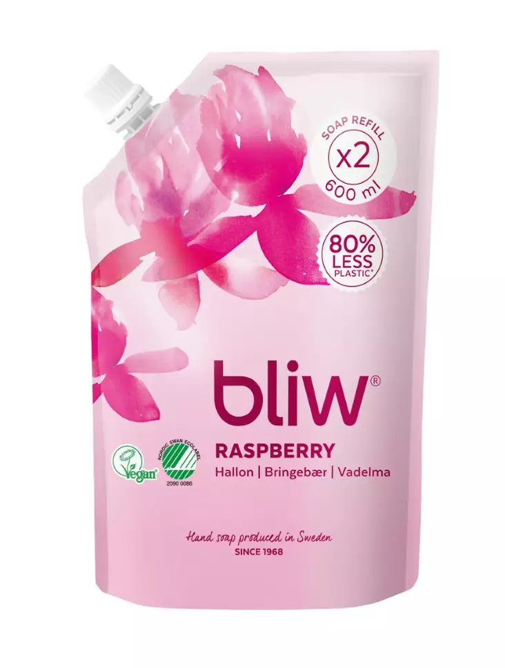 Bliw Vadelma täyttöpussi 600ml - Nestesaippuat - 7310618426479 - 1