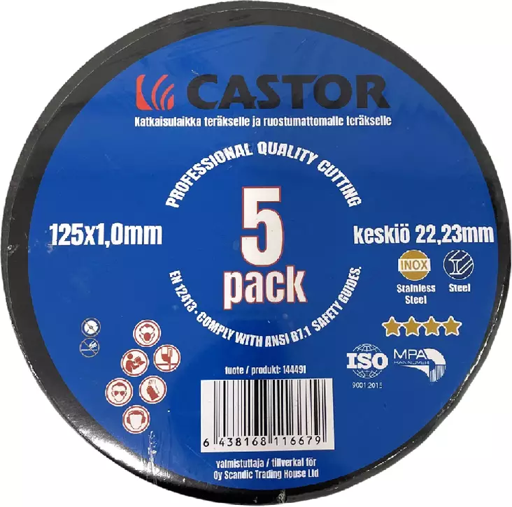 Katkaisulaikka 5kpl metalli/RST 125x1.0x22.2mm - Katkaisulaikat - 6438168116679 - 1