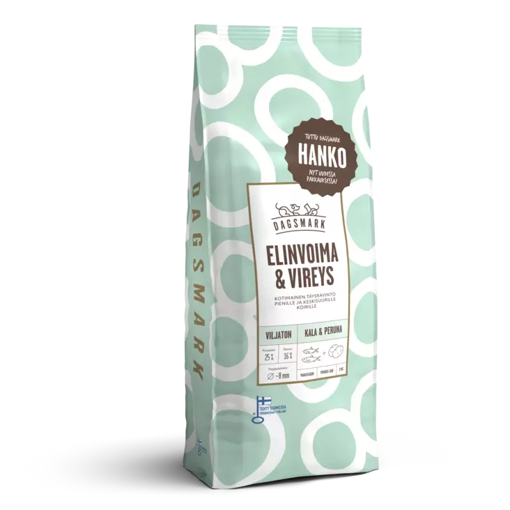 Dagsmark elinvoima ja vireys koiran kuivaruoka viljaton kala-peruna 2kg - Koiran kuivaruoat - 6430066383849 - 1