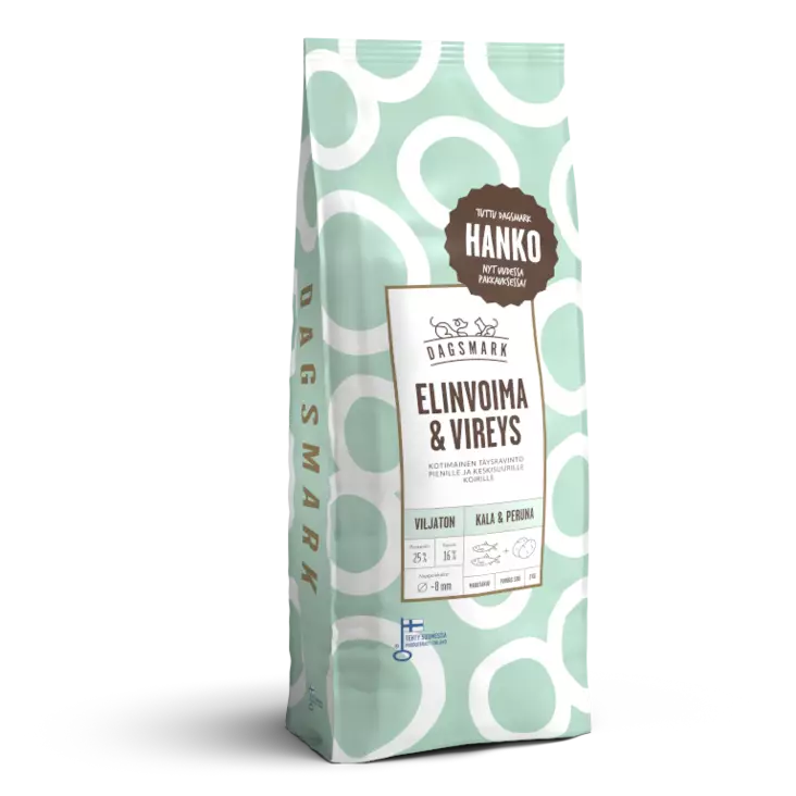 Dagsmark elinvoima ja vireys koiran kuivaruoka viljaton kala-peruna 2kg - Koiran kuivaruoat - 6430066383849 - 1