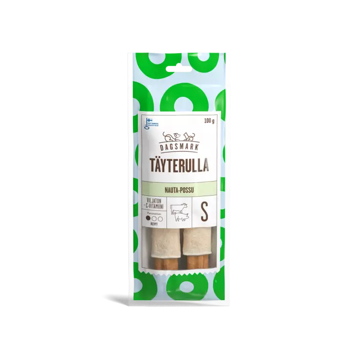 Dagsmark täyterulla S nauta-possu 100g - Koiran luut - 6430066385249 - 1