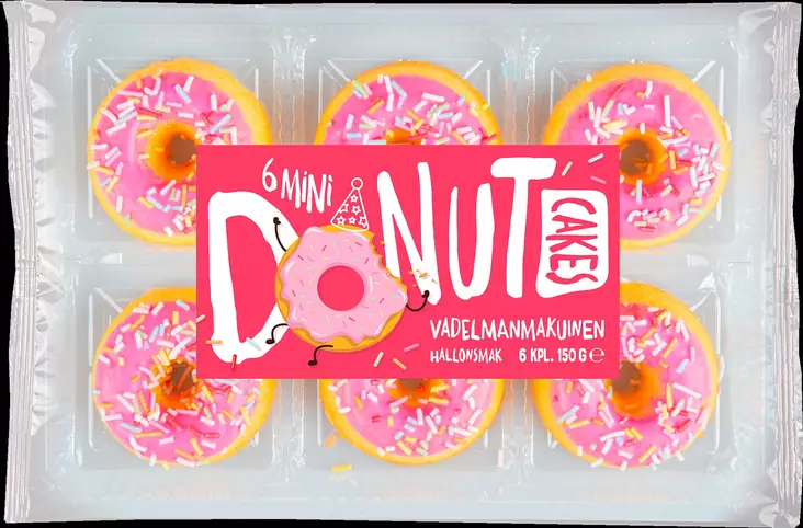 DONUT CAKE VADELMA 5KPL/150G - Kissat - 8710651028859 - 1