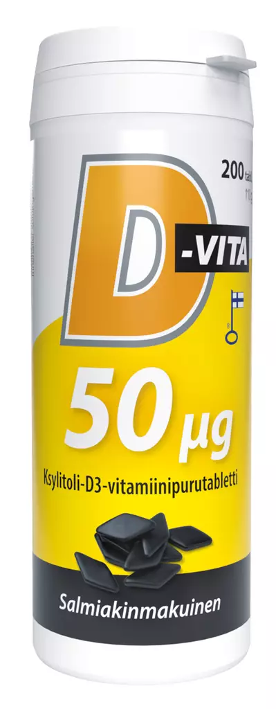 D VITA 50UG SALMIAKKI 200 TABL. - Vitamiinit ja mineraalit - 6410530056769 - 1
