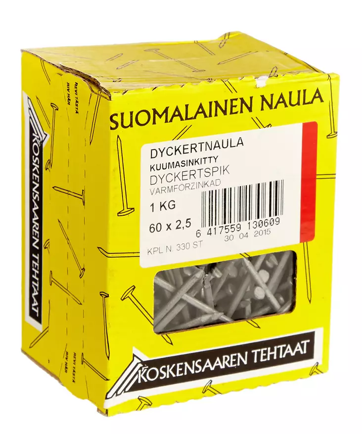 Dyckernaula kuumasinkitty 60x2,5mm 1kg - Naulat - 6417559130609 - 1