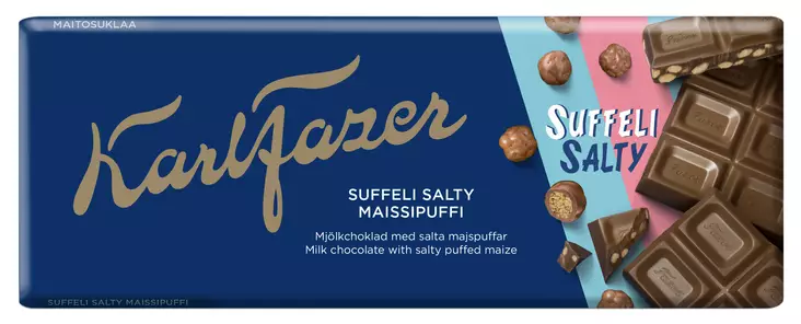 Fazer Salty Suffeli Puffi suklaalevy 160 - Suklaat - 6416453095199 - 1