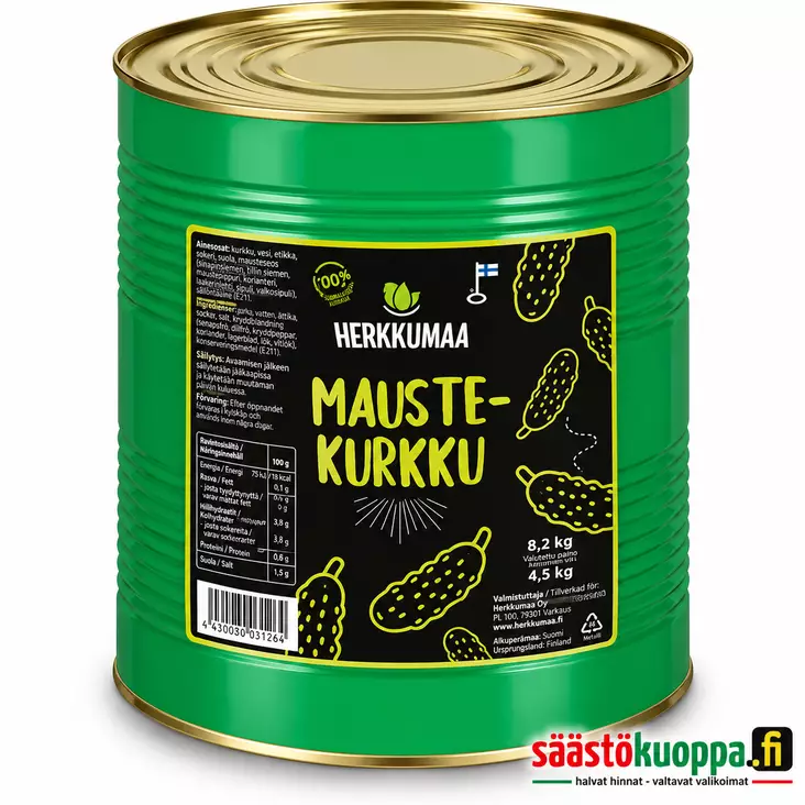 Herkkumaa Maustekurkkuja 8,2 /4,5kg - Elintarvikkeet - 6410840055049 - 1