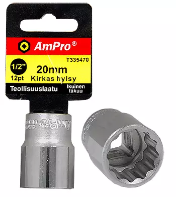 Kirkas hylsy 1/2" 30mm 12pt - 1/2 Hylsyt - 795609494809 - 1