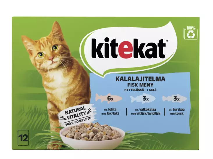 Kitekat Kalalajitelma hyyt. 12x85g - Kissan märkäruoat - 4008429157219 - 1