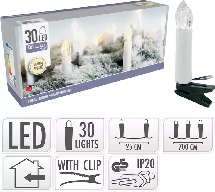 Kuusenkynttilävalot Led 30 sisäkäyttö - Jouluvalot - 8711295518409 - 1