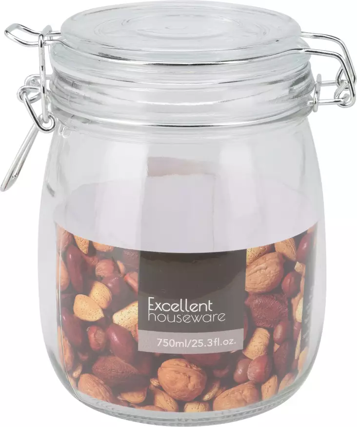 Lasipurkki kannella 750ml - Lasipullot ja -purkit - 8719987106279 - 1