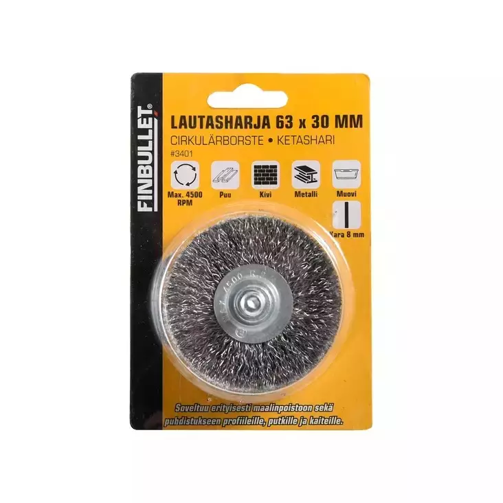 Lautasharja 63x30mm kara 8mm - Nailon-ja teräsharjat - 6438152034019 - 1