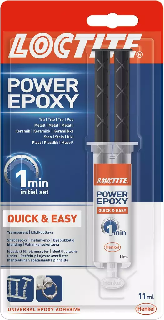 Loctite power epoxy 1min 11ml - Epoksit ja 2K liimat - 7332531091459 - 1