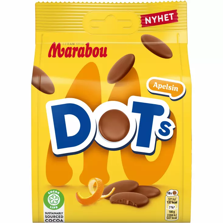 MARABOU DOTS APPELSIINI 120G - Koirat - 7622202033469 - 1