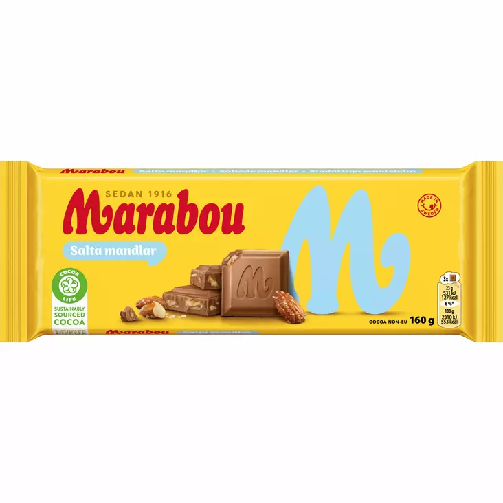 Marabou salta mandlar suklaalevy 160g - Suklaat - 7622202238529 - 1
