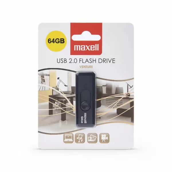 Maxell Venture USB-muistitikku 64GB - Muistitikut ja muistikortit - 4902580723439 - 1