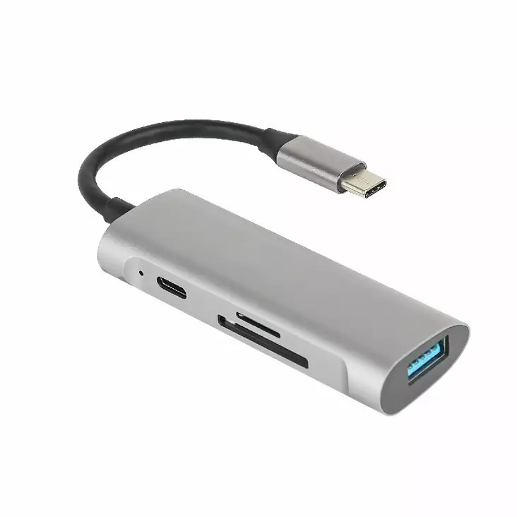 Mobia adapteri USB-C -> USB-C + USB-A + MicroSD/TF/SD - Puhelintarvikkeet ja laturit - 6430076525079 - 1