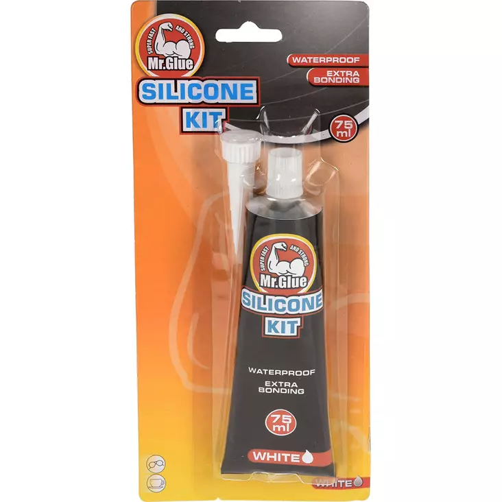 Mr.Glue Silikoni valkoinen vesitiivis 75ml - Silikonit ja akryylit - 8720573494199 - 1