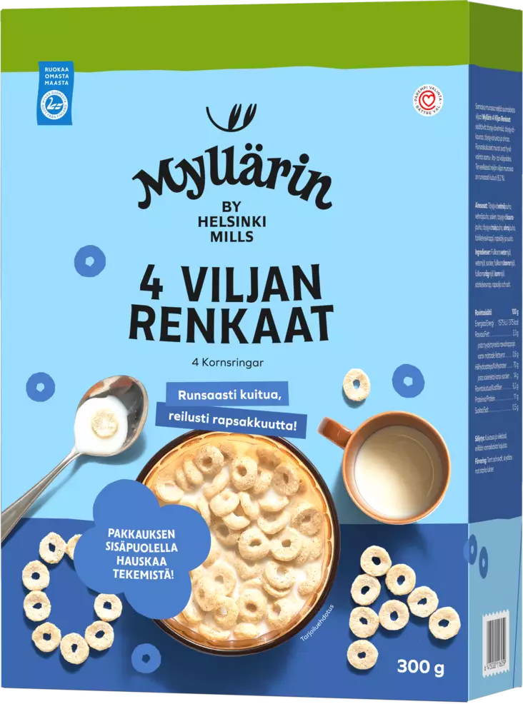 Myllärin 4 viljan renkaat 300g - Murot, myslit ja hiutaleet - 6415000116059 - 1