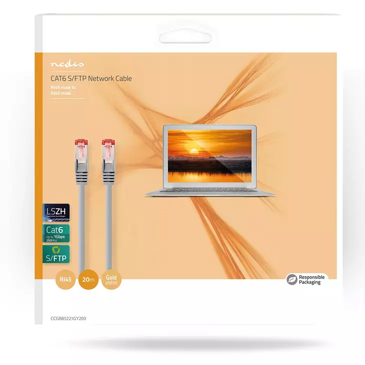 Nedis CAT6 verkkokaapeli 20m - Verkkokaapelit - 5412810416509 - 1