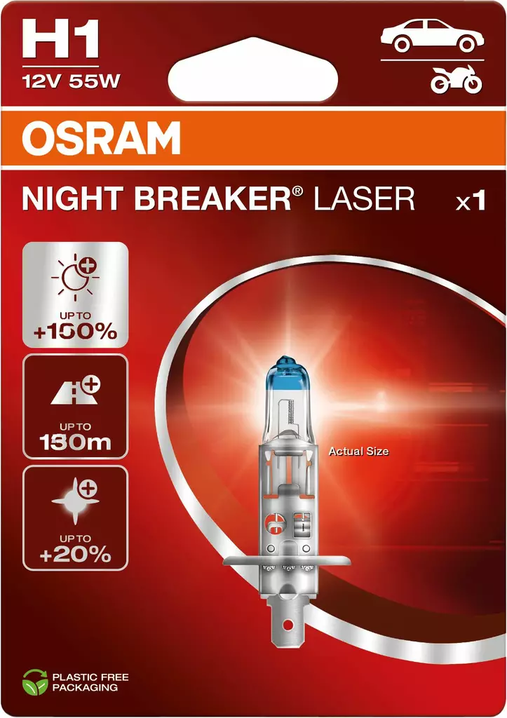 Osram H1 Night Breaker Laser 1kpl - Halogen ajovalot ja polttimot - 4062172395489 - 1