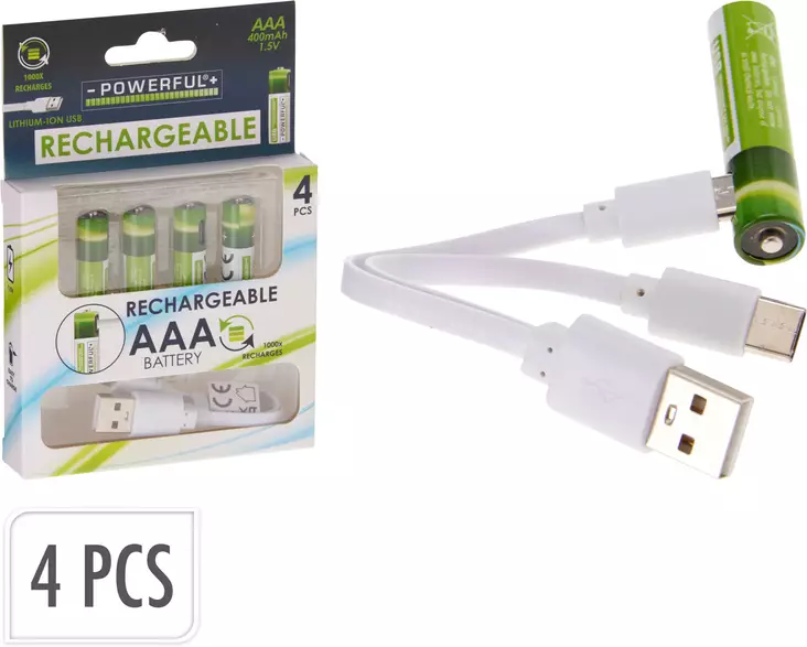Paristo AAA ladattava usb-c - Ladattavat paristot ja paristolaturit - 8721037694469 - 1