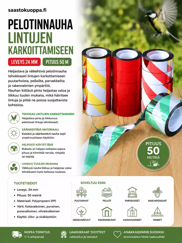 PELOTINNAUHA HOLOGRAMMI 50M - Retkeilyvälineet - 6438159362269 - 1