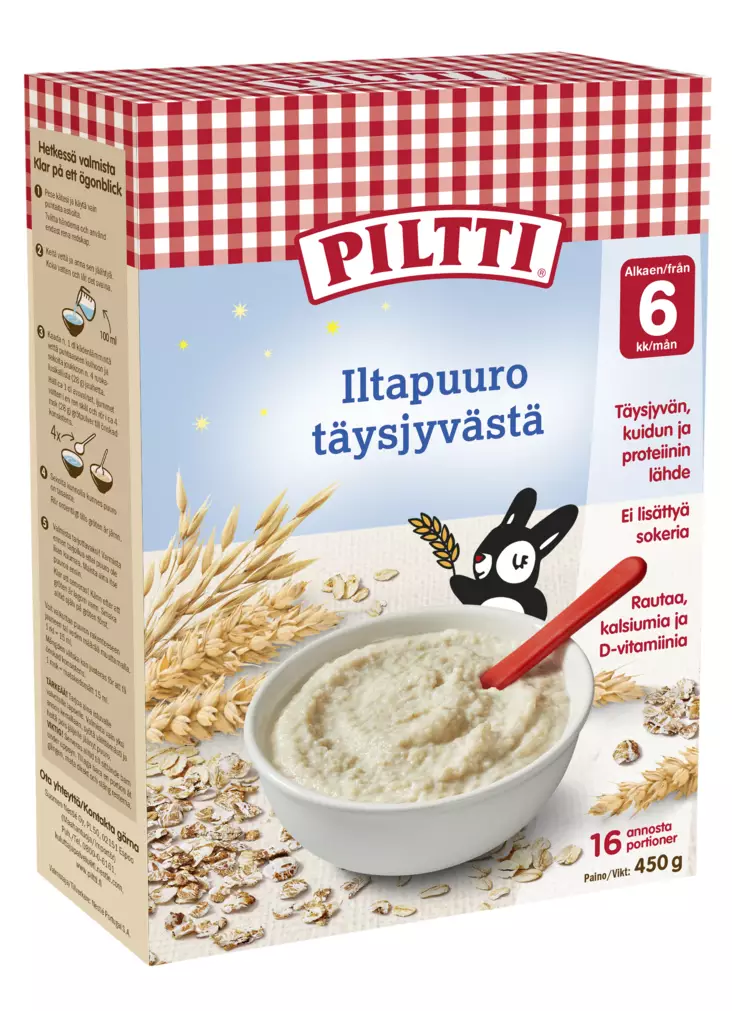 Piltti iltapuuro 6kk 450g - Lasten ruoka ja juoma - 8445290805379 - 1