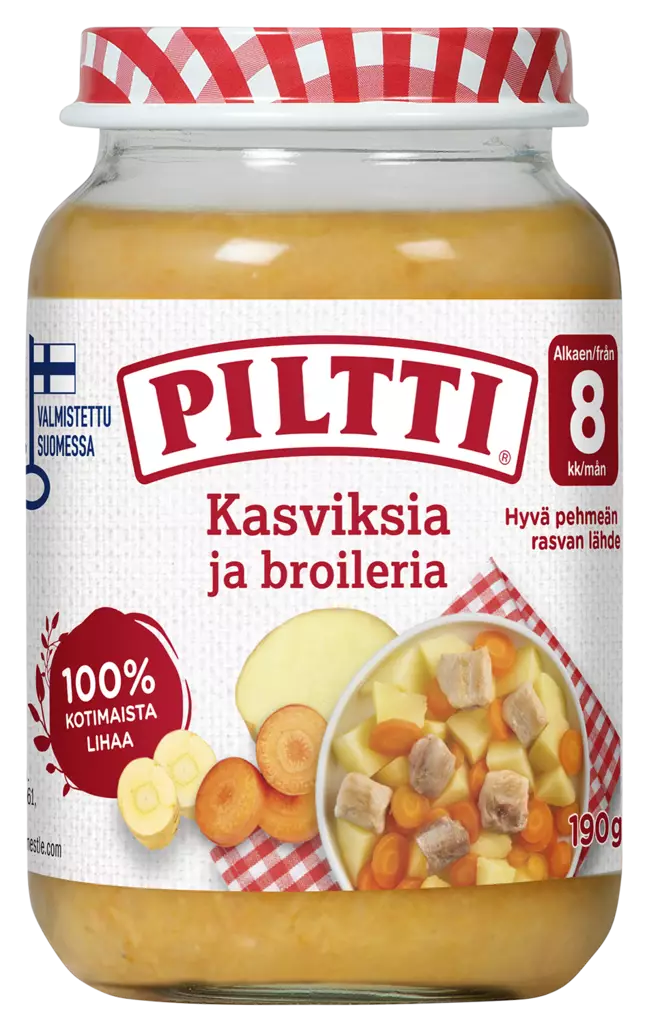 Piltti Kasviksia ja broileria 190g 8kk - Lasten ruoka ja juoma - 6417900847309 - 1
