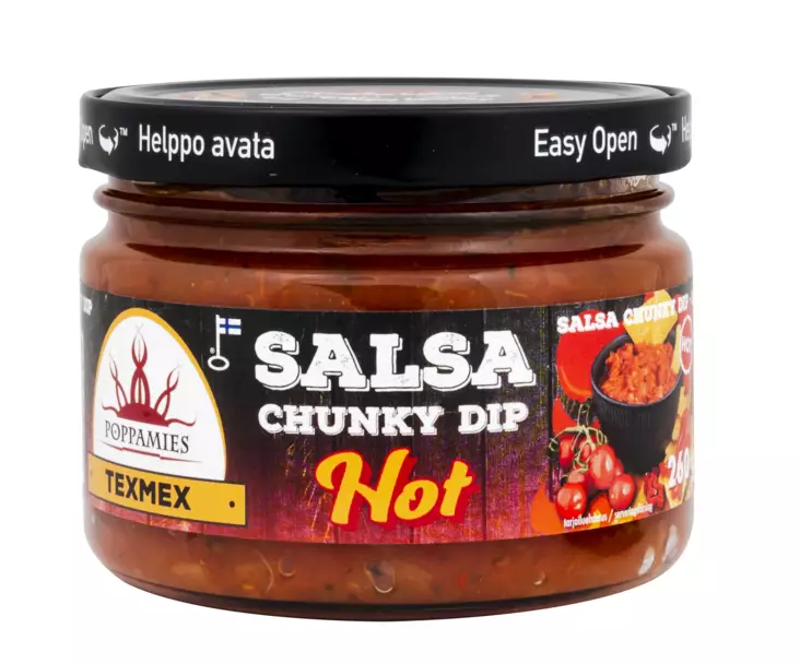 Poppamies salsa chunky dip hot 260g - Texmex mausteet ja lisukkeet - 6430034018919 - 1