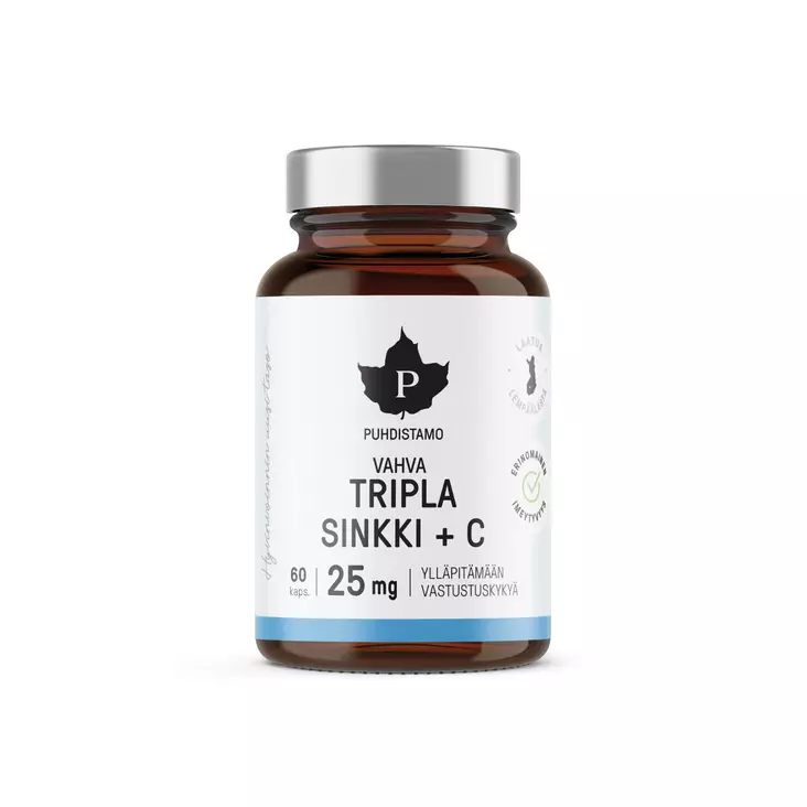 Puhdistamo Tripla Sinkki + C 25mg 60kaps - Vitamiinit ja mineraalit - 6430039222199 - 1