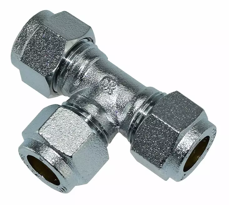 Puserrusliitin T-haara 10 kromattu - Puserrusliittimet - 6438140056689 - 1