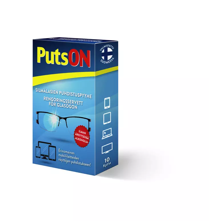 Puts On silmälasien puhdistuspyyhe 10kpl - Silmälasikotelot ja muut tarvikkeet - 6416256053259 - 1