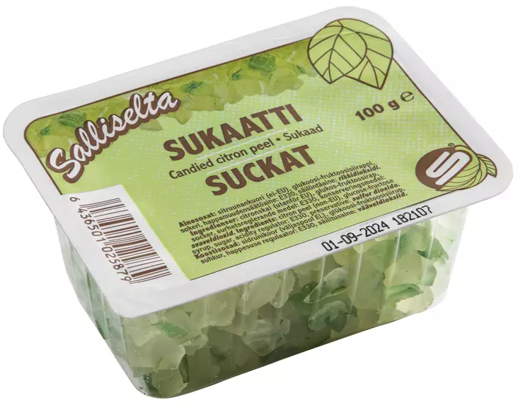 Salliselta sukaatti 100g - Murot, myslit ja hiutaleet - 6436501025879 - 1