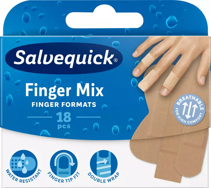Salvequick Laastari 18kpl Finger Mix - Desifiointi ja laastarit - 7310615400229 - 1