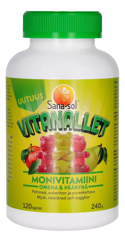 Sana-Sol Vitanallet Omena & Päärynä - Vitamiinit ja mineraalit - 7070866030339 - 1
