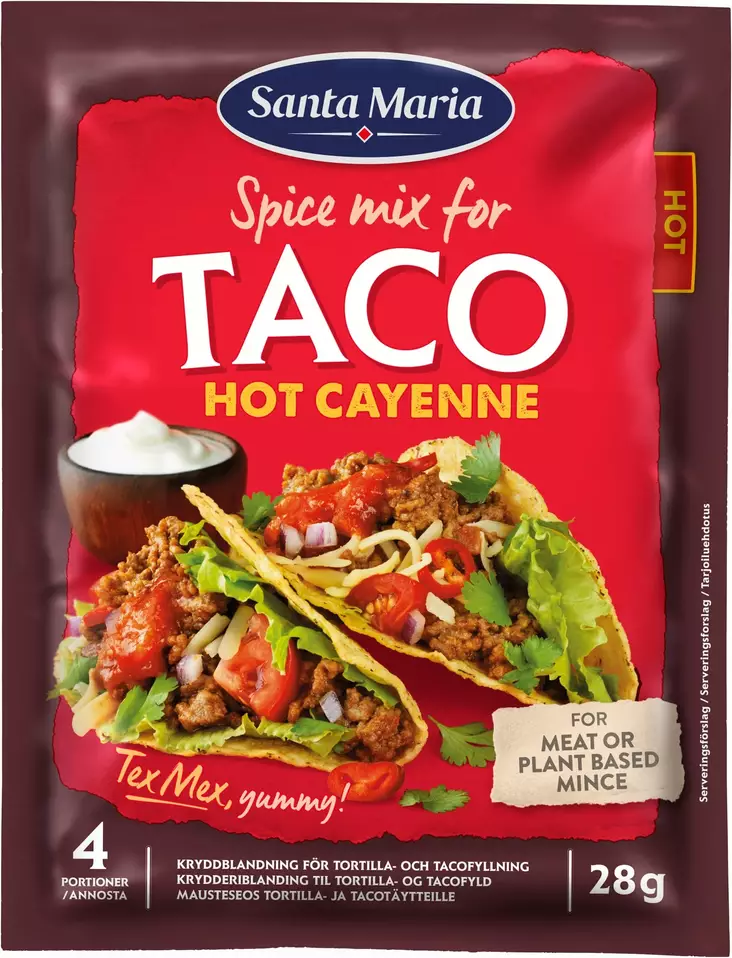 Santa Maria Taco Spice Mix Hot 28g - Texmex mausteet ja lisukkeet - 7311310031329 - 1