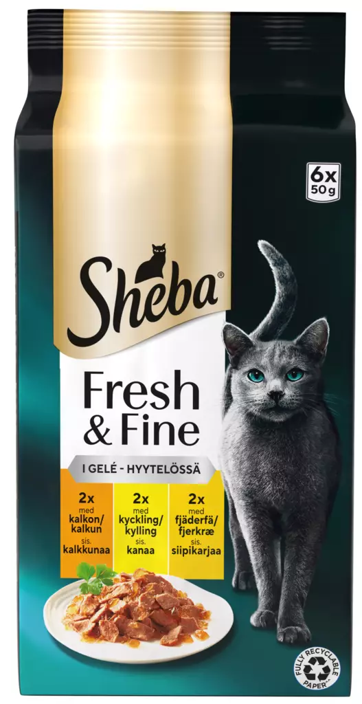 Sheba Fresh&Fine Siipikarja hyyt. 6x50g - Kissan märkäruoat - 4770608266189 - 1