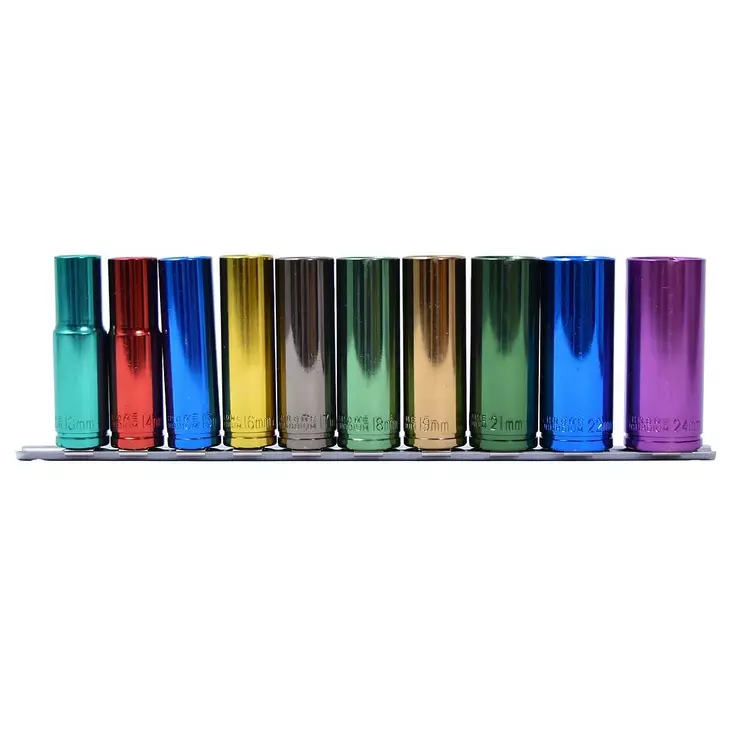 Syvähylsysarja 1/2" 13-24 mm 10 kpl värilajitelma - Hylsysarjat - 6438152029879 - 1
