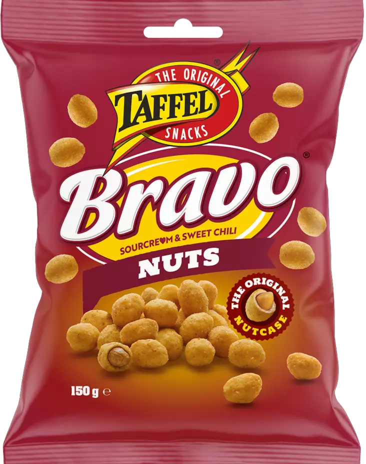 Taffel Bravo Nuts sourcream & sweet chil - Sipsit, snacksit ja pähkinät - 6410380032029 - 1