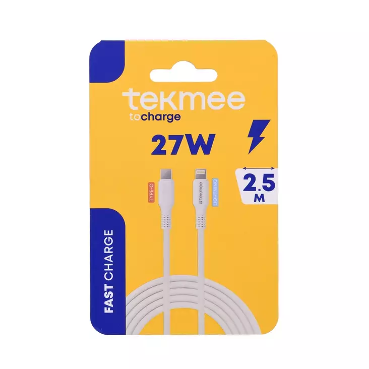 Tekmee latausjohto USB-C/APPLE 2,5m 60W - Apple laturit ja muut tarvikkeet - 3661075376499 - 1