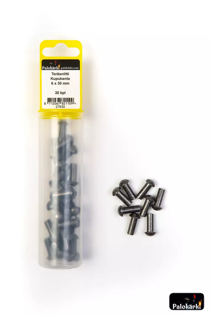 Teräsniitti kupukanta 6X30mm 20kpl - Niitit ja hakaset - 8712067821109 - 1